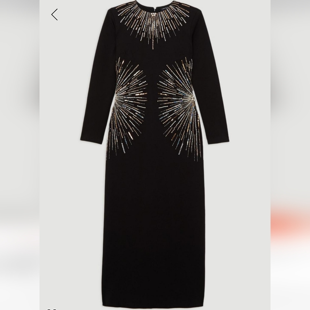 Karen Millen beaded and embelished jersey midi dress.  Size M